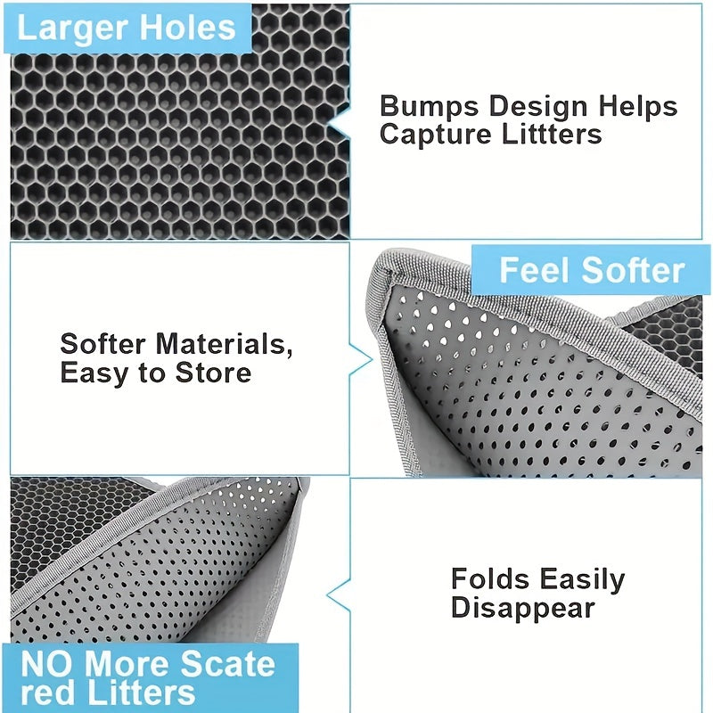 Pet Cat Litter Mat Double Layer Pet Mat Non-slip Sand Cat Pad Washable Bed Mat Clean Pad