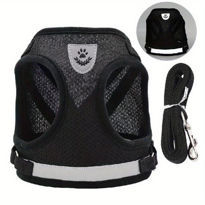 Breathable Cat Harness And Leash Set, Escape Proof Pet Clothes Kitten Puppy Dogs Vest Adjustable Easy Control Reflective Cat Harness