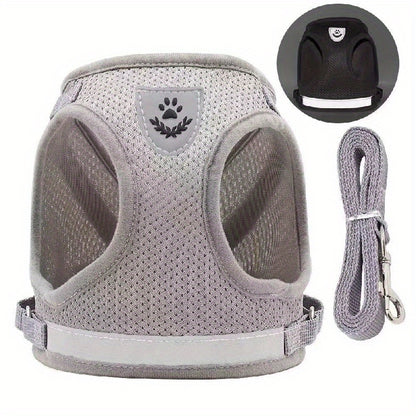Breathable Cat Harness And Leash Set, Escape Proof Pet Clothes Kitten Puppy Dogs Vest Adjustable Easy Control Reflective Cat Harness