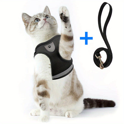 Breathable Cat Harness And Leash Set, Escape Proof Pet Clothes Kitten Puppy Dogs Vest Adjustable Easy Control Reflective Cat Harness