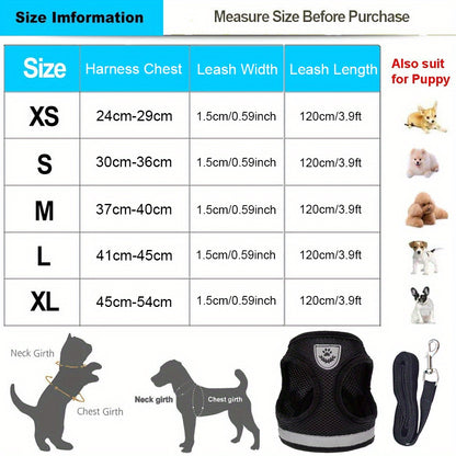 Breathable Cat Harness And Leash Set, Escape Proof Pet Clothes Kitten Puppy Dogs Vest Adjustable Easy Control Reflective Cat Harness