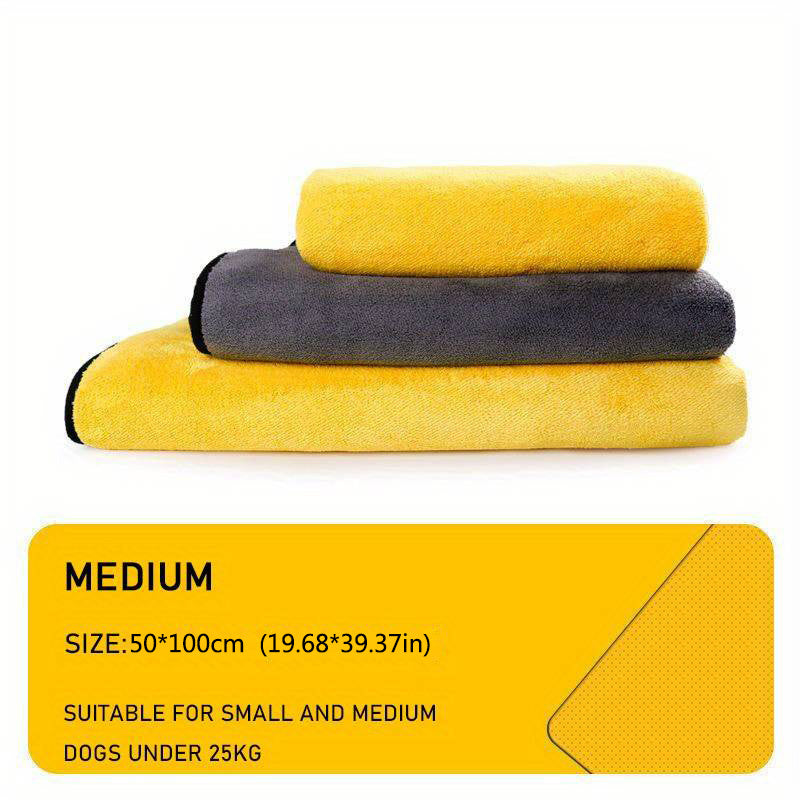 1pc Ultra-Soft Microfiber Pet Towel - Quick-Drying, Highly Absorbent, Perfect for Dog & Cat Bathing - Cozy Yellow & Gray with Black Border, Quickdrying Towel|Cozy Pet Wrap|Microfiber Fabric, Microfiber Towel
