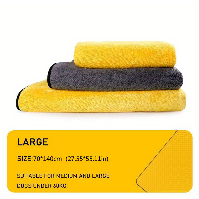1pc Ultra-Soft Microfiber Pet Towel - Quick-Drying, Highly Absorbent, Perfect for Dog & Cat Bathing - Cozy Yellow & Gray with Black Border, Quickdrying Towel|Cozy Pet Wrap|Microfiber Fabric, Microfiber Towel