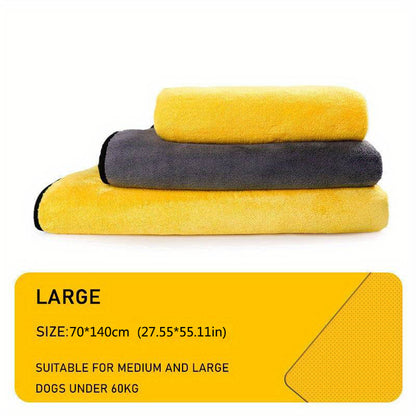 1pc Ultra-Soft Microfiber Pet Towel - Quick-Drying, Highly Absorbent, Perfect for Dog & Cat Bathing - Cozy Yellow & Gray with Black Border, Quickdrying Towel|Cozy Pet Wrap|Microfiber Fabric, Microfiber Towel