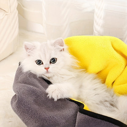 1pc Ultra-Soft Microfiber Pet Towel - Quick-Drying, Highly Absorbent, Perfect for Dog & Cat Bathing - Cozy Yellow & Gray with Black Border, Quickdrying Towel|Cozy Pet Wrap|Microfiber Fabric, Microfiber Towel