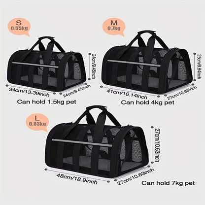 Pet Travel Carrier Bag, Portable Pet Bag, Folding Fabric Pet Carrier, Travel Carrier Bag For Dogs Or Cats, Pet Cage With Locking Safety Zippers, Airline Approved