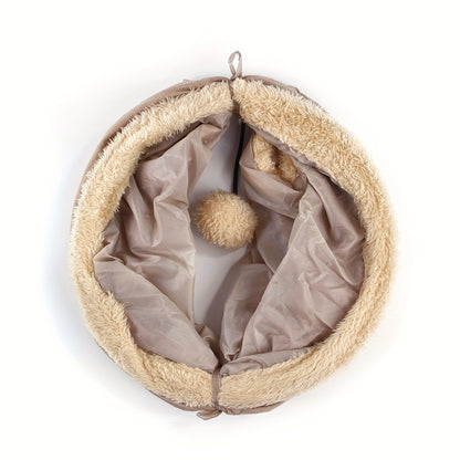 2/3/4 Ways Plush Pet Collapsible Cat Tunnel Cat Play Tunnel Toys Durable Warm Plush Suede Hideaway Pet Crinkle Tunnel