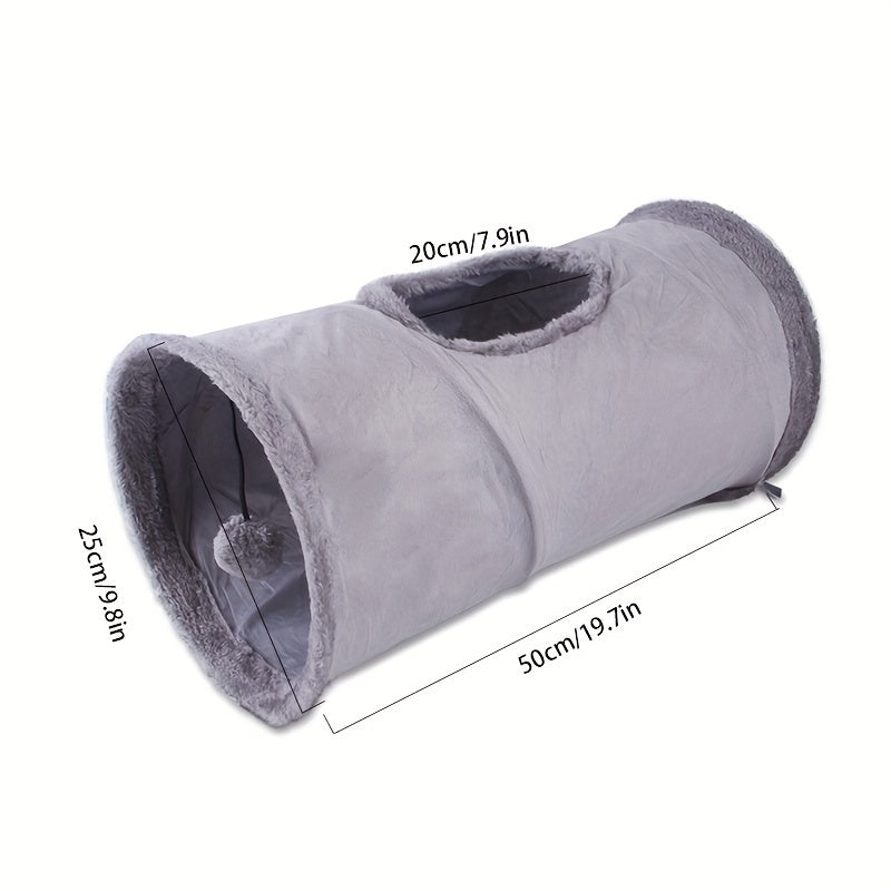 2/3/4 Ways Plush Pet Collapsible Cat Tunnel Cat Play Tunnel Toys Durable Warm Plush Suede Hideaway Pet Crinkle Tunnel