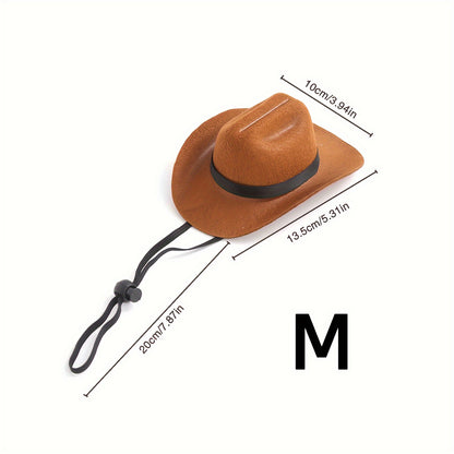 1pc Pet Cowboy Hat, Adjustable Tether Design, Polyester Material, Non-Textile Weaving, Suitable for Small to Medium Breeds - Ideal for Cosplay, Parties & Photo Props, Cowboy Accessories