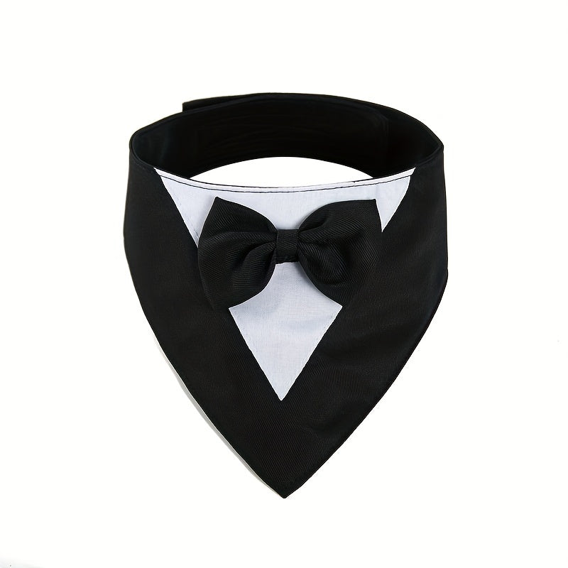 1pc of Drool Bib, Pet Suit Triangle Scarf with Bow Tie, Pet Collar, Dog Clothing, Dog Wedding Outfit Accessories