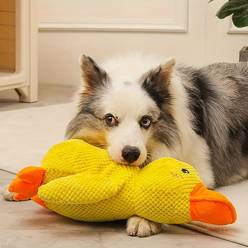1pc Duck Design Pet Grinding Teeth Squeaky Plush Toy, Chewing Toy For Dog Interactive Supply