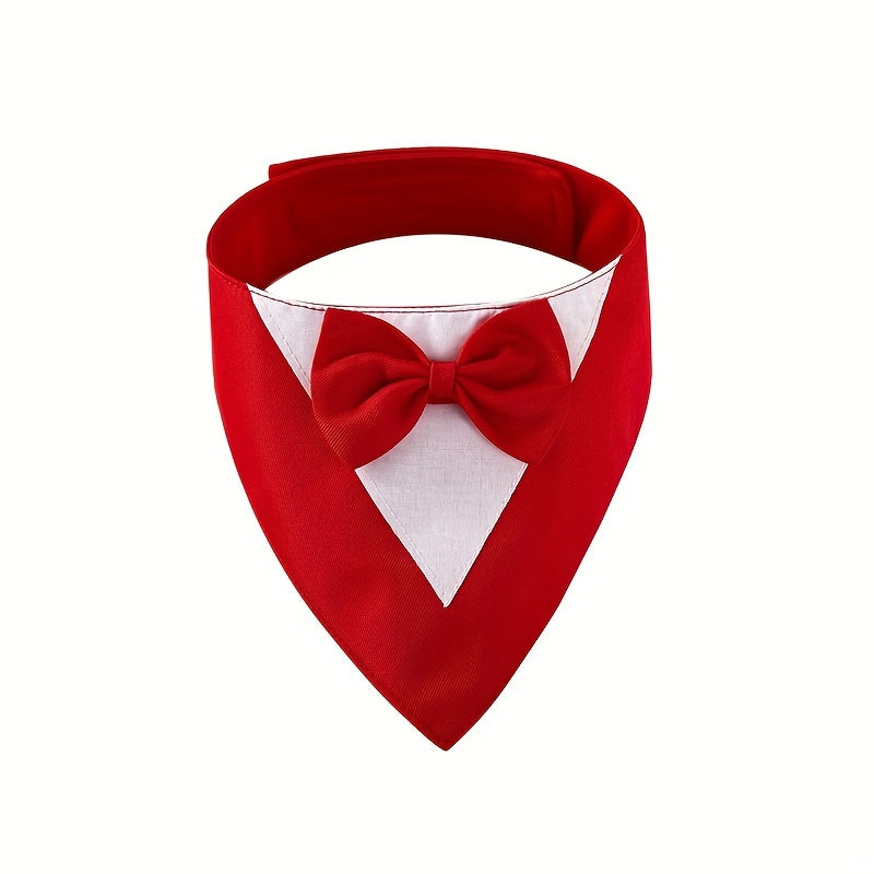 1pc of Drool Bib, Pet Suit Triangle Scarf with Bow Tie, Pet Collar, Dog Clothing, Dog Wedding Outfit Accessories