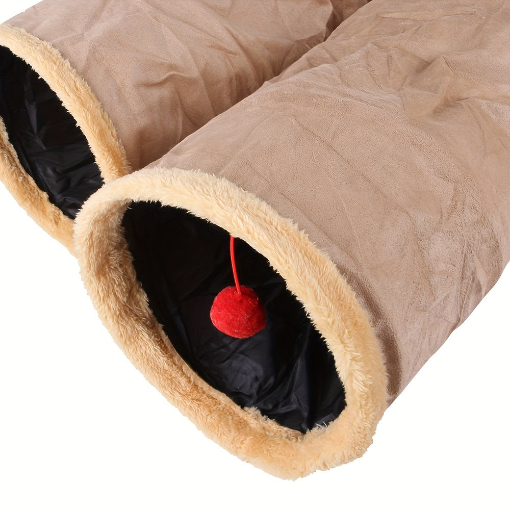 2/3/4 Ways Plush Pet Collapsible Cat Tunnel Cat Play Tunnel Toys Durable Warm Plush Suede Hideaway Pet Crinkle Tunnel