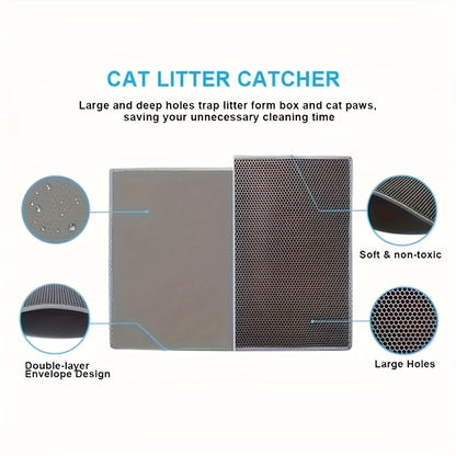 Pet Cat Litter Mat Double Layer Pet Mat Non-slip Sand Cat Pad Washable Bed Mat Clean Pad