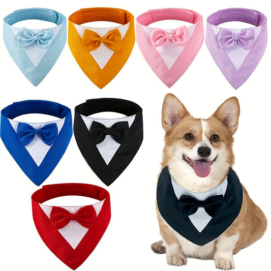1pc of Drool Bib, Pet Suit Triangle Scarf with Bow Tie, Pet Collar, Dog Clothing, Dog Wedding Outfit Accessories