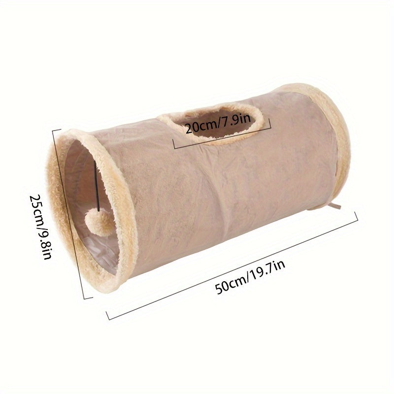 2/3/4 Ways Plush Pet Collapsible Cat Tunnel Cat Play Tunnel Toys Durable Warm Plush Suede Hideaway Pet Crinkle Tunnel