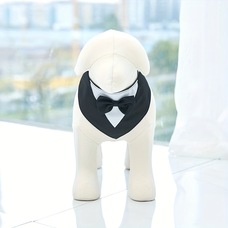 1pc of Drool Bib, Pet Suit Triangle Scarf with Bow Tie, Pet Collar, Dog Clothing, Dog Wedding Outfit Accessories