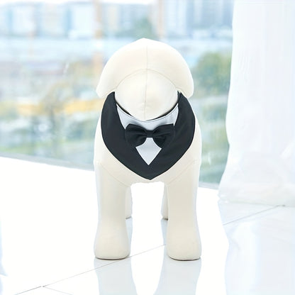 1pc of Drool Bib, Pet Suit Triangle Scarf with Bow Tie, Pet Collar, Dog Clothing, Dog Wedding Outfit Accessories