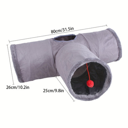 2/3/4 Ways Plush Pet Collapsible Cat Tunnel Cat Play Tunnel Toys Durable Warm Plush Suede Hideaway Pet Crinkle Tunnel