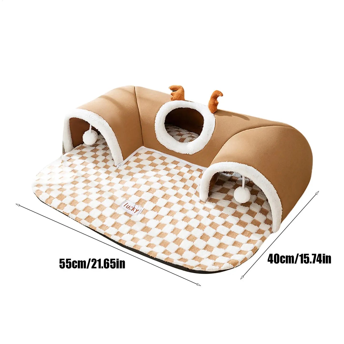 Cat Bed Tunnel Cat Play Tunnel Warm Shelter Tent House Toys for Dog Pet Animal Indoor Outdoor Wall-Corner Games Outside