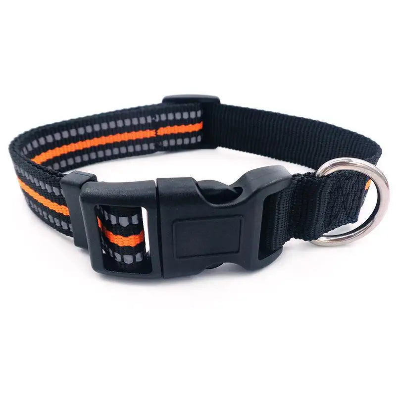 Reflective Dog Collar Adjustable Safety Nylon Pet Collars Sturdy & Durable Suitable for Large,Medium and Small Dogs Pet Supplies