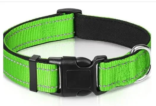 Reflective Dog Collar,Soft Neoprene Padded Breathable Nylon Pet Collar Adjustable for Medium Large Dogs, Neck 25-60 Centimeter