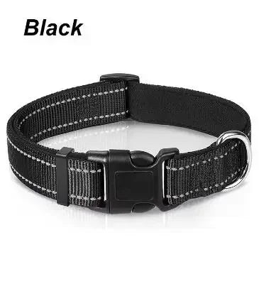 Reflective Dog Collar,Soft Neoprene Padded Breathable Nylon Pet Collar Adjustable for Medium Large Dogs, Neck 25-60 Centimeter