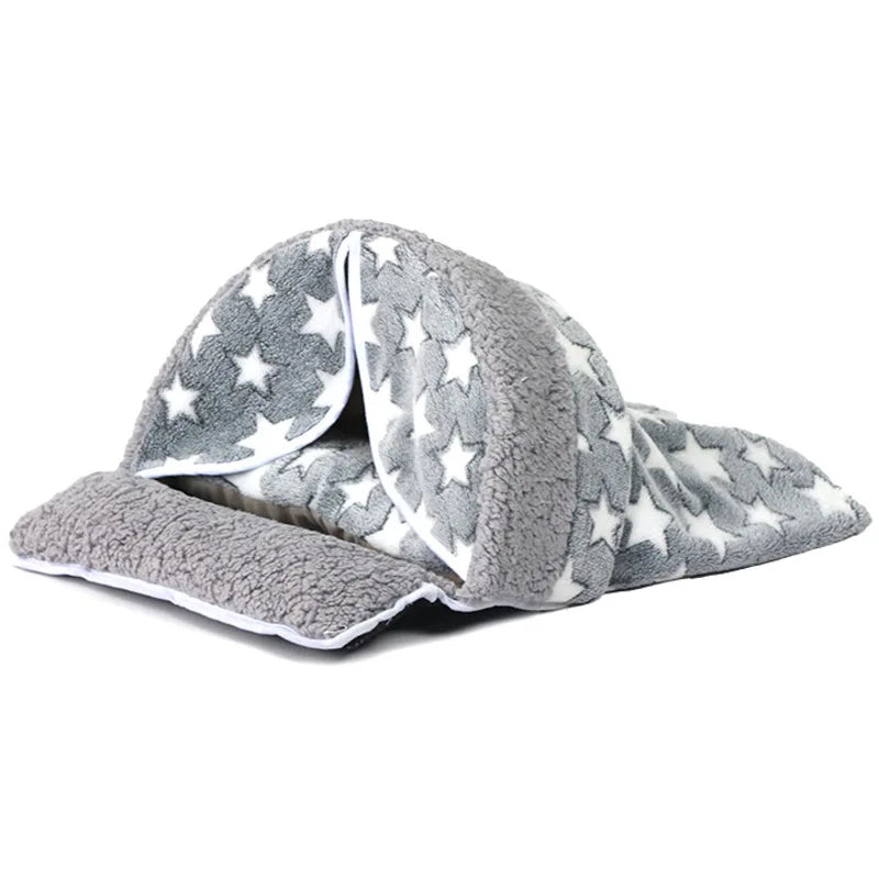 Warm Enclosed Cat Bed Tunnel for Indoor Cats, Four Seasons Thick Plush Kitten House with Play Tube Tunnel Toy