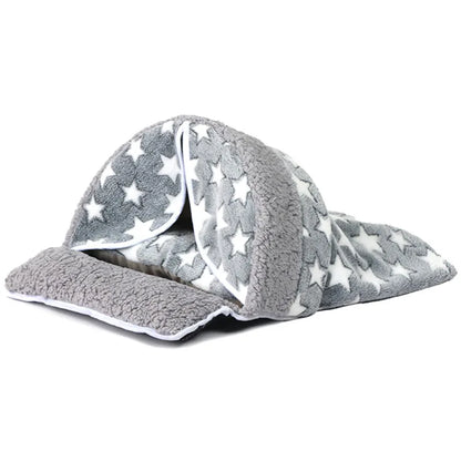 Warm Enclosed Cat Bed Tunnel for Indoor Cats, Four Seasons Thick Plush Kitten House with Play Tube Tunnel Toy
