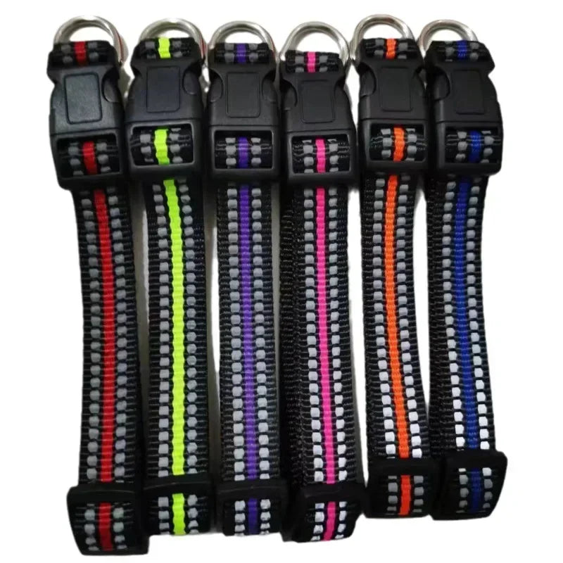 Reflective Dog Collar Adjustable Safety Nylon Pet Collars Sturdy & Durable Suitable for Large,Medium and Small Dogs Pet Supplies
