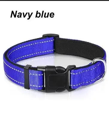 Reflective Dog Collar,Soft Neoprene Padded Breathable Nylon Pet Collar Adjustable for Medium Large Dogs, Neck 25-60 Centimeter