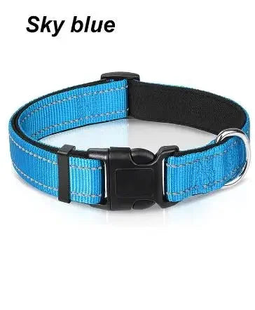 Reflective Dog Collar,Soft Neoprene Padded Breathable Nylon Pet Collar Adjustable for Medium Large Dogs, Neck 25-60 Centimeter