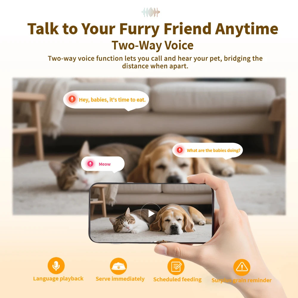 Smart Pet Feeder with 15CM Elevated Camera Tuya App Control for Busy Pet Owners FURPIPI Automatic Cats Dog Food Feeder Dispenser