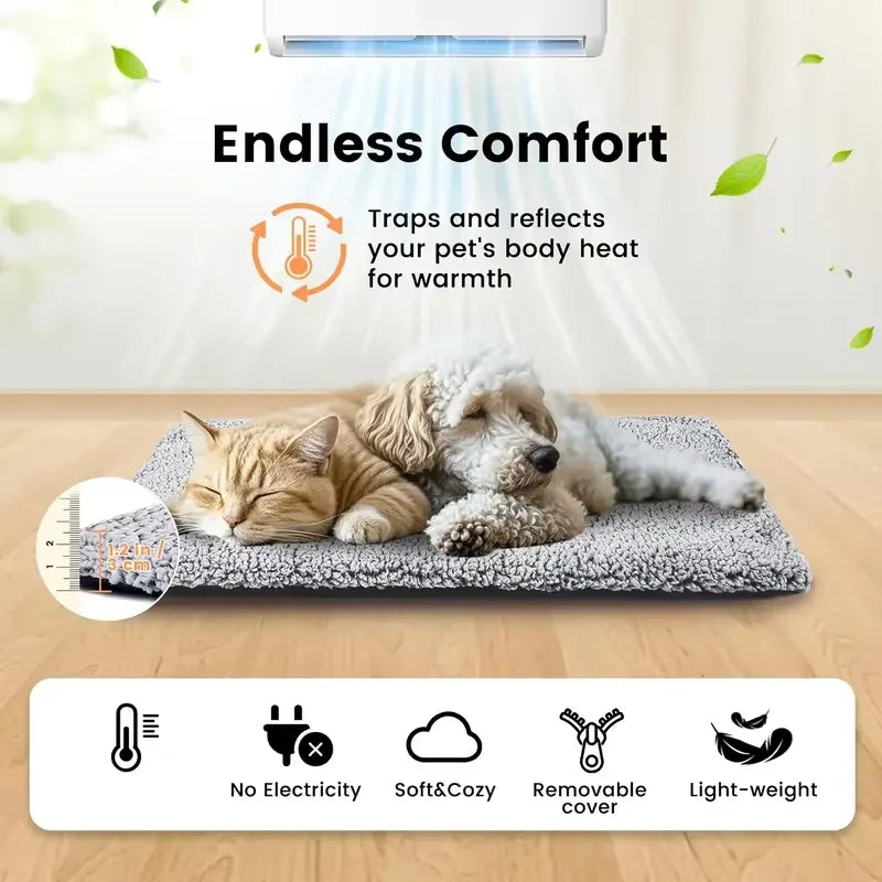 Winter self-heating pet blanket for dogs and cats without electric heating pad with non-slip bottom heating pad universal