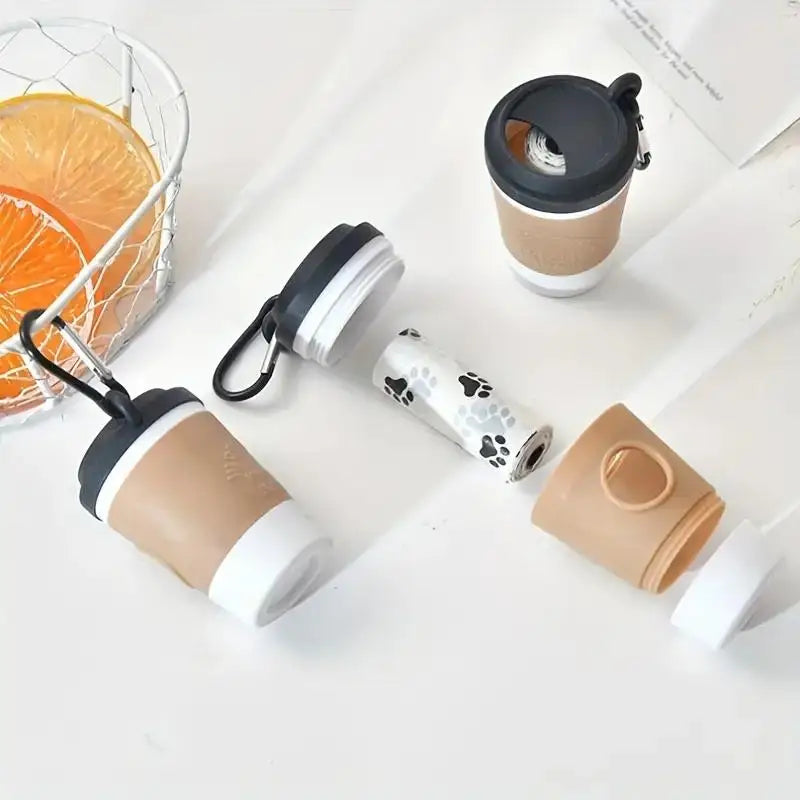 Portable Dog Poop Bag Holder Pet Waste Bag Dispenser for Dogs Outdoor Pet Trash Bags Dispenser Coffee Cup-shaped Dispenser