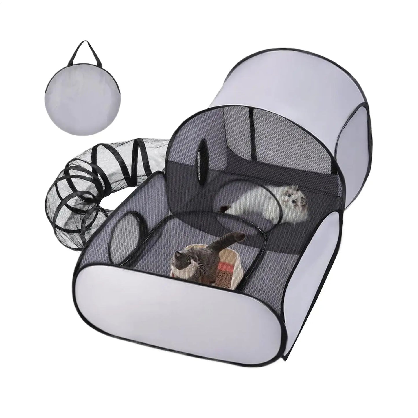 Cat Enclosure Tunnels Dog Play Pen Foldable Enclosure Tunnels House Interactive Toy Exercise Playground for Kitten Puppy Animals
