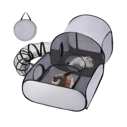 Cat Enclosure Tunnels Dog Play Pen Foldable Enclosure Tunnels House Interactive Toy Exercise Playground for Kitten Puppy Animals