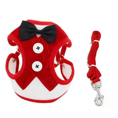 Adjustable Pet Harness with Bow Tie Leash Set Stylish Tuxedo Vest for Small Dogs and Cats Harnesses Leads Dog Supplies