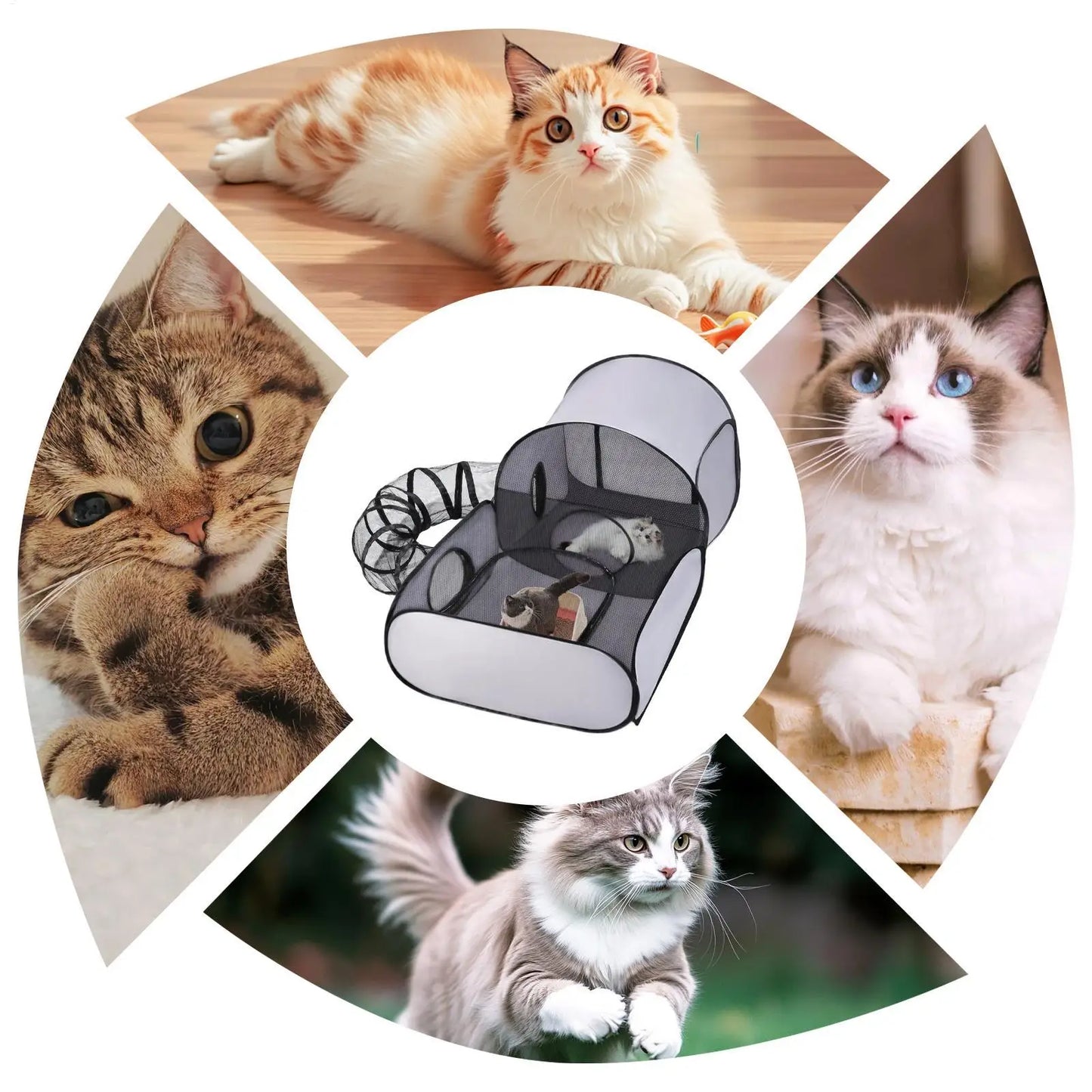 Cat Enclosure Tunnels Dog Play Pen Foldable Enclosure Tunnels House Interactive Toy Exercise Playground for Kitten Puppy Animals