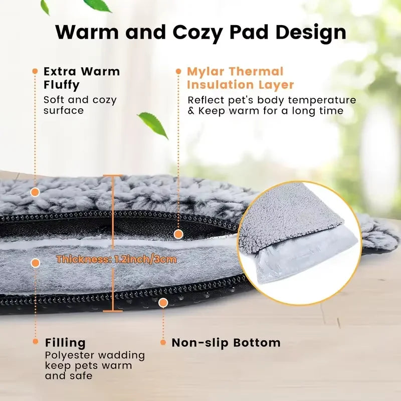 Winter self-heating pet blanket for dogs and cats without electric heating pad with non-slip bottom heating pad universal