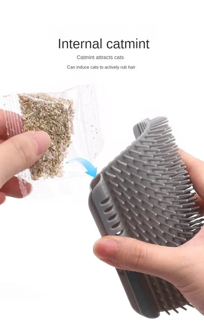 Cat Self Groomer with Massage Comb Brush - Perfect for Kitten and Puppy Grooming and Relaxation Wall-Mounted