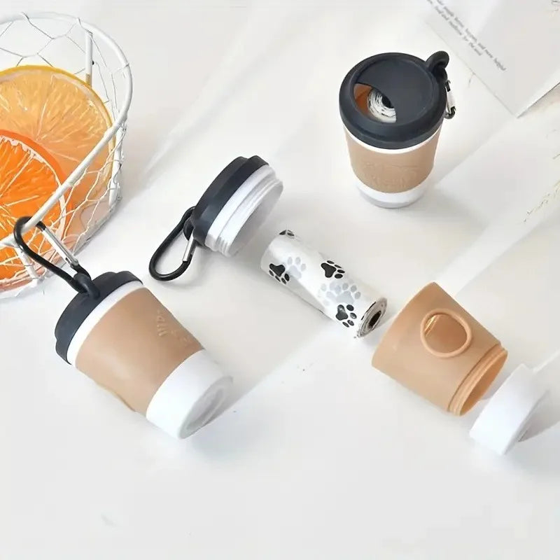 Portable Dog Poop Bag Holder Pet Waste Bag Dispenser for Dogs Outdoor Pet Trash Bags Dispenser Coffee Cup-shaped Dispenser