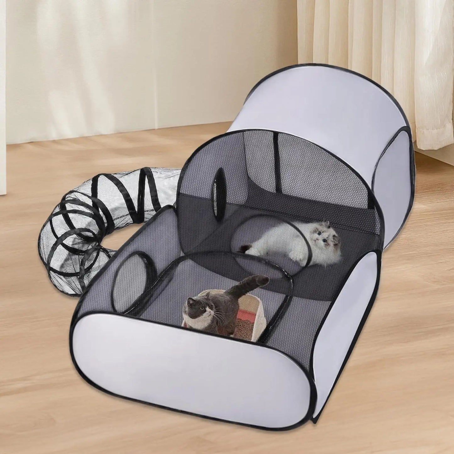 Cat Enclosure Tunnels Dog Play Pen Foldable Enclosure Tunnels House Interactive Toy Exercise Playground for Kitten Puppy Animals