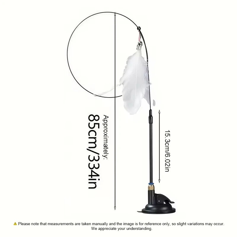 85cm Cat Teaser Wand Interactive Boredom Relief Toy with Suction Cup And Changeable Feathers for Kittens And Cats