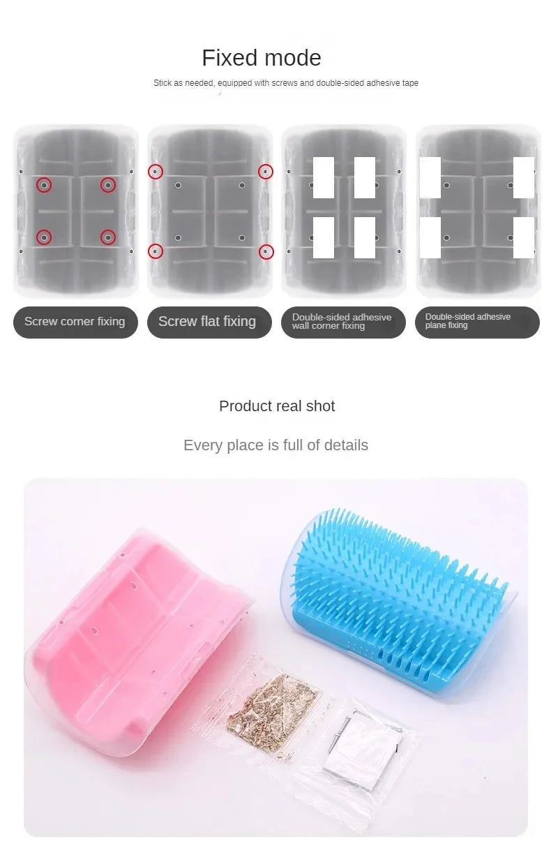 Cat Self Groomer with Massage Comb Brush - Perfect for Kitten and Puppy Grooming and Relaxation Wall-Mounted