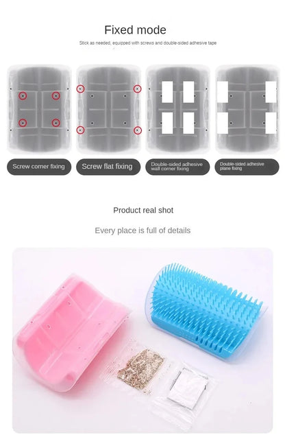 Cat Self Groomer with Massage Comb Brush - Perfect for Kitten and Puppy Grooming and Relaxation Wall-Mounted