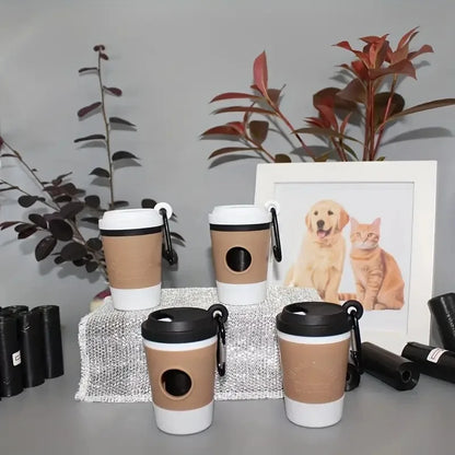 Portable Dog Poop Bag Holder Pet Waste Bag Dispenser for Dogs Outdoor Pet Trash Bags Dispenser Coffee Cup-shaped Dispenser