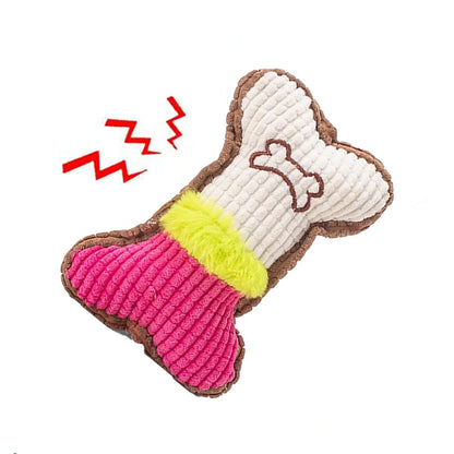 1pc Dog Squeaky Toys, Bones Plush Dogs Chew Toy for Small Medium Breed Puppy Aggressive Chewer Pets Puppy Playing Cleaning Teeth