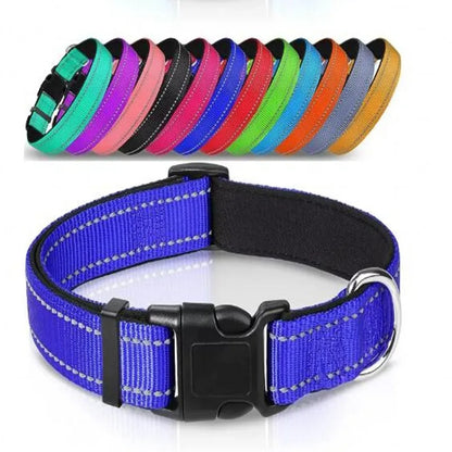 Reflective Dog Collar,Soft Neoprene Padded Breathable Nylon Pet Collar Adjustable for Medium Large Dogs, Neck 25-60 Centimeter