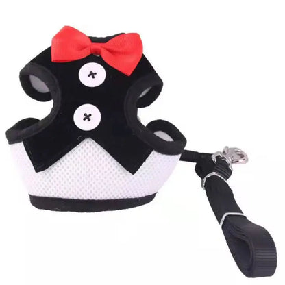 Adjustable Pet Harness with Bow Tie Leash Set Stylish Tuxedo Vest for Small Dogs and Cats Harnesses Leads Dog Supplies